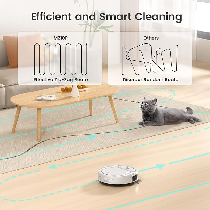 Lefant M210 Pro Robot Vacuum with 2200 Pa Powerful Suction, 6 Cleaning Modes, 120 Mins Runtime, Quiet, Self-Charging, Voice Control, Ideal for Pet Hair and Hard Floor, White