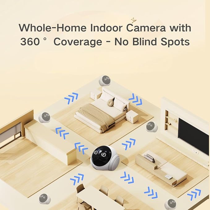 Smart 1080P Pet Camera Robot, Movable Indoor Dog & Cat Camera with Laser Toy, Auto Patrol & Recharge, Night Vision, 2-Way Talk, Home Security Cam for Baby & Elderly Care (Supports SD/Cloud Storage)