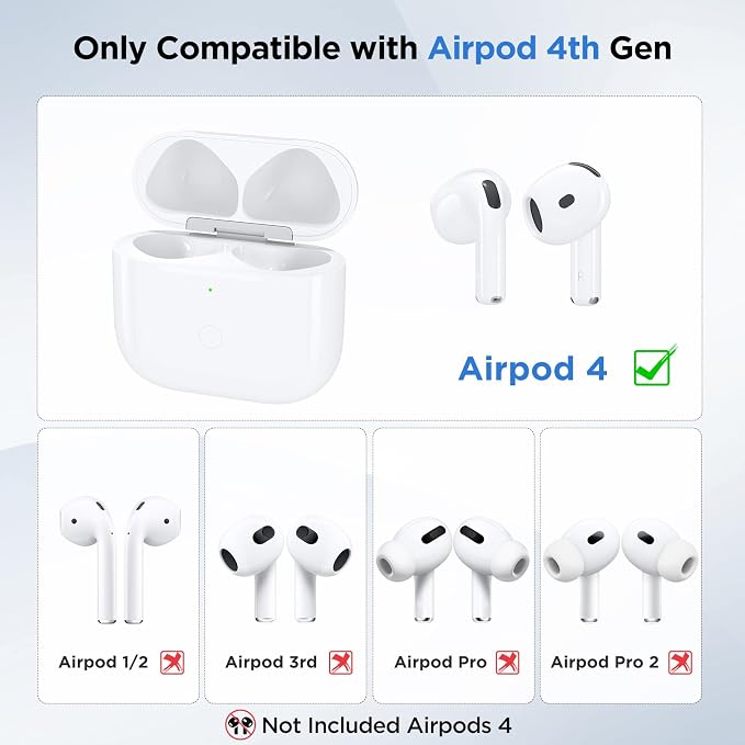 Wireless Charging Case for Airpods 4th Generation with USB-C Port, Replacement Charger Cases Compatible with AirPod 4 Gen, Air Pod 4th Type-C Charger with Pairing Sync Function