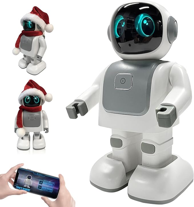 Gsou Dancing Robot Speaker Toys for Kids & Adults, Portable Dancing Bluetooth Speaker with LED Lights, Intimate Companion, Programmable Interactive Robot Toys with iOS & Android APP Remote