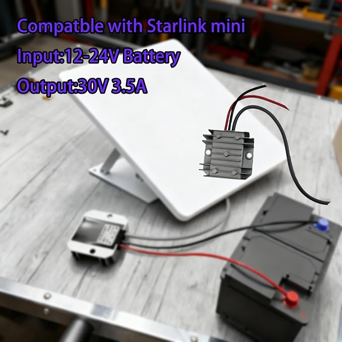 Starlink Mini Booster 12V-24V to 30V 3.5A, Waterproof Power Adapter, Male | 12V Booster Converter Wire, Which is Suitable for Automobiles, Camping and Other Outdoor Environments