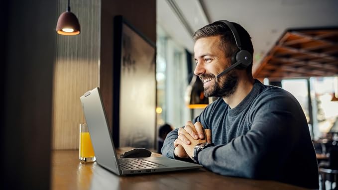 Lenovo Wireless VoIP Headset Teams Certified, Noise-Canceling Mic, Bluetooth 5.3 Multipoint, USB-A Receiver, 31-Hour Talk & 60-Hour Playback, Lightweight Over-Ear Design, Replaceable Earcups