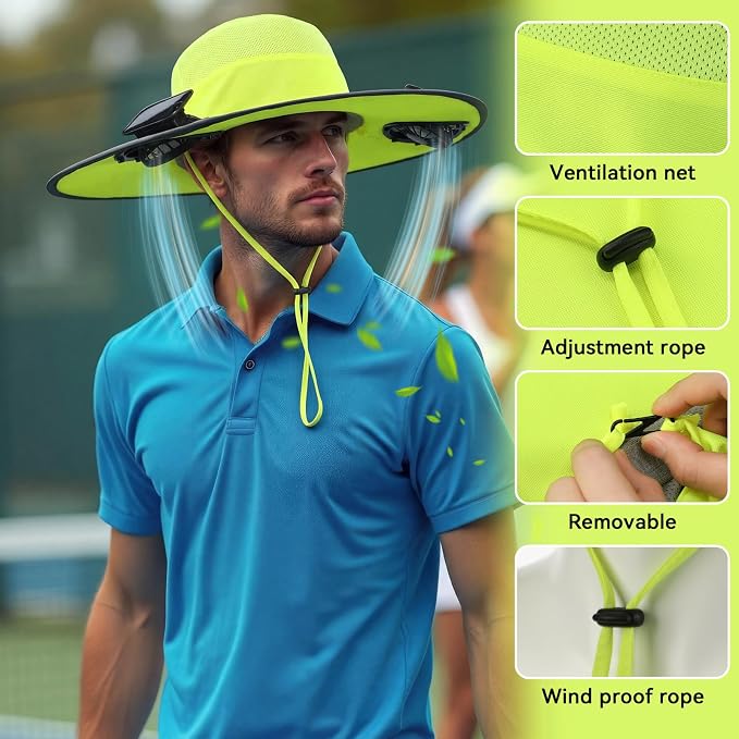 Sun Hat with Fan for Women Men Wide Brim Fishing Solar Hat with Face Cover Neck Flap Reflective with Dual Power