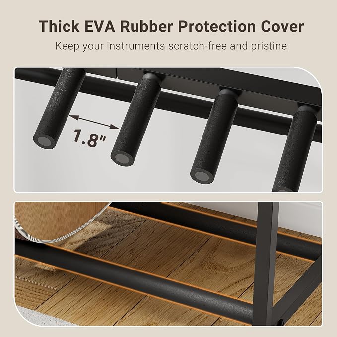 ELYKEN Guitar Stand, Guitar Rack with 2 Hangers and Storage Drawers for Guitar Accessories, Multiple Guitar Holder for Acoustic Electric Guitar, Bass, Ukulele, Instrument, Music Studio, Black