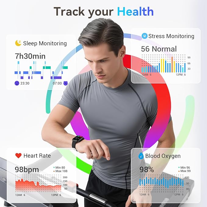 Smart Watch for Men/Women, Answer/Make Call, 1.85" AMOLED Always-On Display Screen Smartwatch for iPhone & Android, 3ATM Waterproof Fitness Tracker with Heart Rate/Sleep/SpO2 Monitor, 120+ Sport Modes