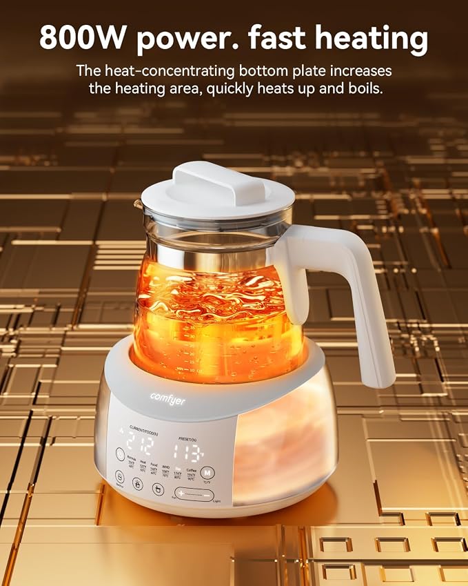 comfyer BK01 Bottle Warmer, Baby Bottle Warmer with Night Light & Faster Cooling Fan, Instantly Water Warmer, Tea Kettle Electric with 6 Temperature Control Presets, Feed Baby More Easier & Healthier