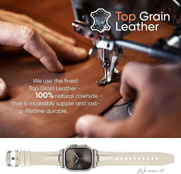 Suitisbest Leather Band Compatible for Apple Watch Ultra Band 49mm 46mm 45mm 44mm 42mm 41mm 40mm, Genuine Leather Replacement Strap for iWatch series 11 10 9 8 7 6 5 4 3 2 1, SE 3 2 1, Ultra 3 2 1