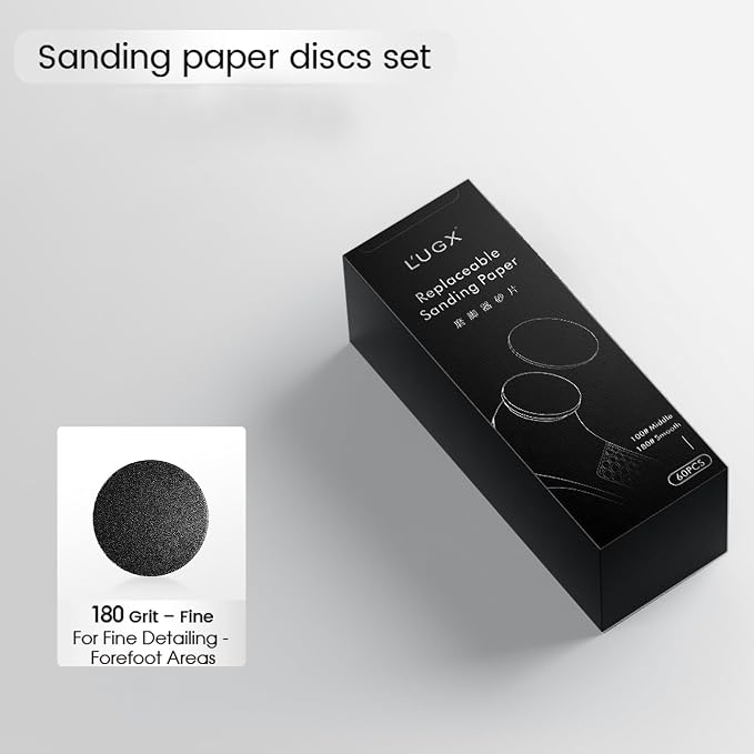 L'UGX 60PCS 180 Grit Sanding Discs for Electric Foot Callus Remover – 1.8" Diameter Replacement Sandpaper Pads for Pedicure Tools, Foot Care Accessories