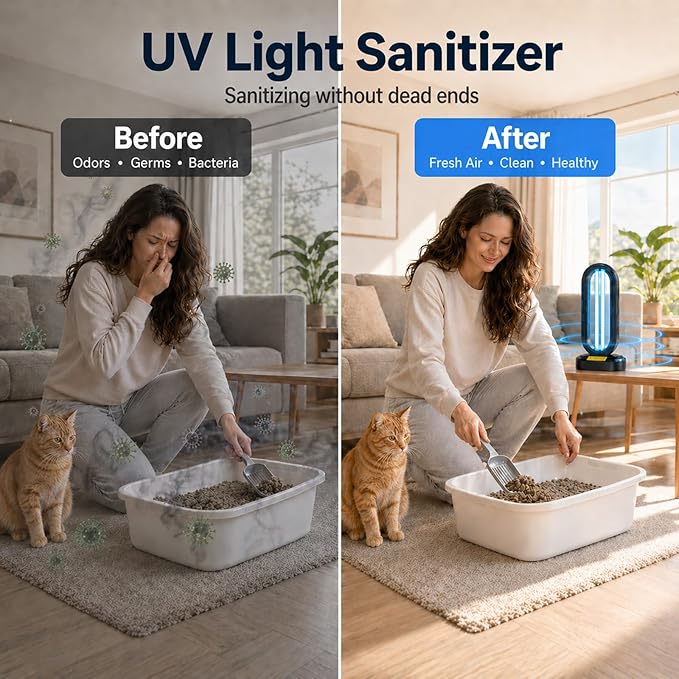 Feefir Portable UV Light Sanitizer Lamp for Room,360° Ozone UV Lamp | Ultraviolet Light ,4 Timer Modes 15/30/45/60 Min,Effectively Mold Remover and Dust Mites,UV Sanitizer Light for Home,Office