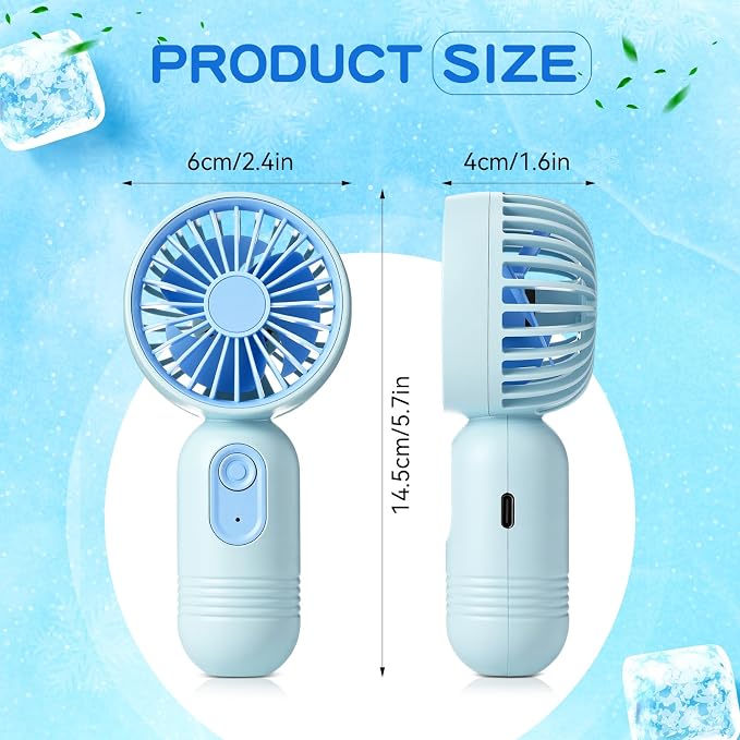 Rossesay 48 Pcs Mini Portable Fan Bulk Cute Handheld Lightweight Small Little Personal Hand Eyelash Fan 3 Speeds USB Rechargeable for Women Men Indoor Outdoor Makeup Travel (Blue)