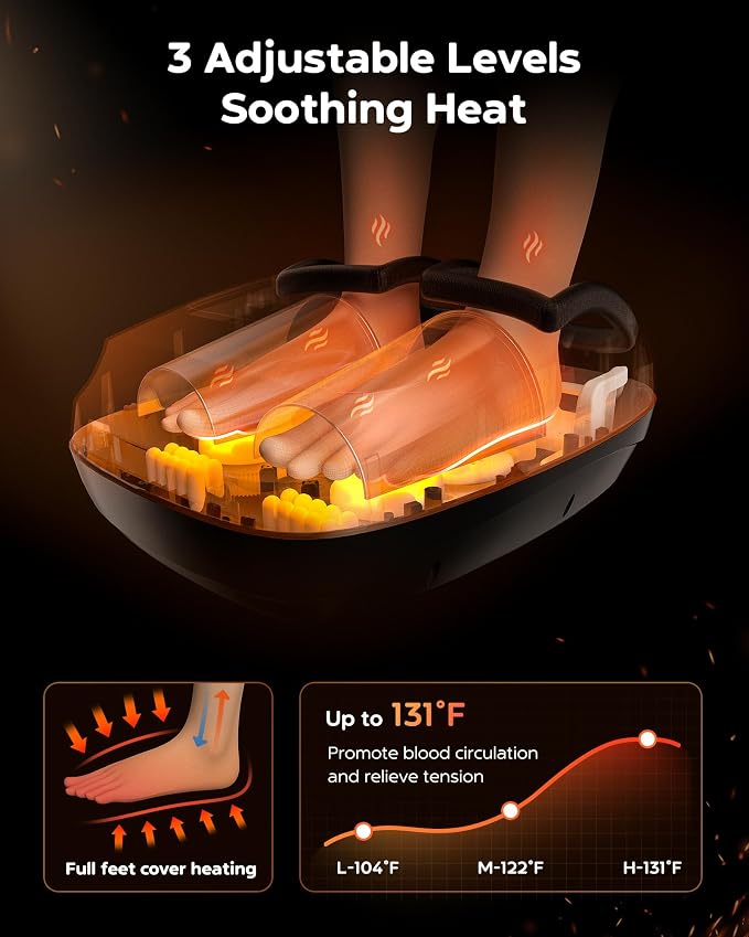 EaseZen Shiatsu Foot Massager with Heat & Remote, 2026 Upgraded Deep Kneading Foot Massager for Plantar Fasciitis, Neuropathy & Tired Feet, Fits Up to Size 14, Gifts for Women