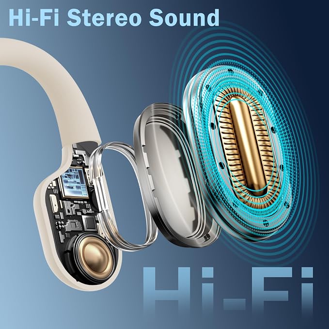 Swimming Headphones-Bone Conduction Headphones, IP68 Waterproof Open Earphones, LiteSurge Bluetooth 5.4 Underwater Sport Earbuds with 32 GB MP3 Memory for Swimming, Marathon-Skin-Tone