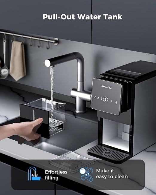 CyberChill Nugget Ice Maker Dispenser, 40lbs Per Day Countertop Pebble Ice Machine with Touch Free Ice Dispensing, Self-Cleaning, Chewable Sonic Ice for Home, Kitchen, Office