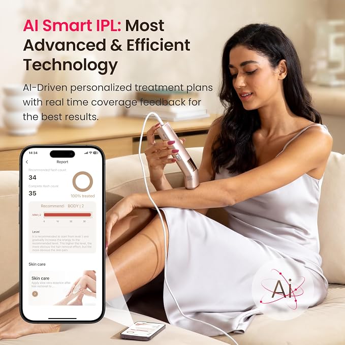 IPL Laser Hair Removal for Women and Men, 37°F Ice Cooling & Auto Flashing, Safe Skin Sensor for Nearly Painless, Hair Removal Device At-Home Use for Coarse Hair, Face, Body, Bikini, Holiday Gifts
