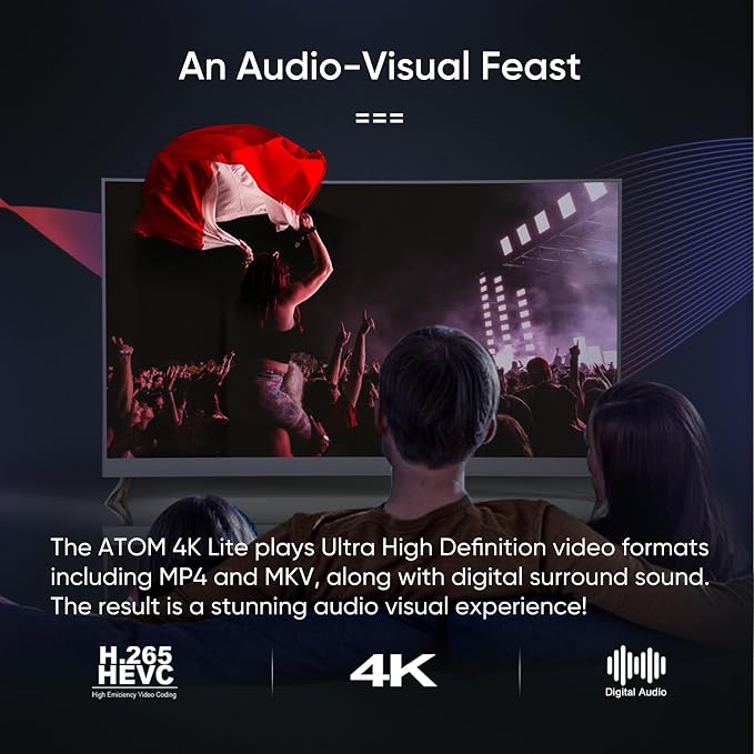 NEUMI Atom 4K Ultra-HD Digital Media Player for USB Drives and SD Cards - Plays 4K/UHD 60fps Videos, HEVC/H.265, HDMI and Analog AV, Automatic Playback and Looping Capability
