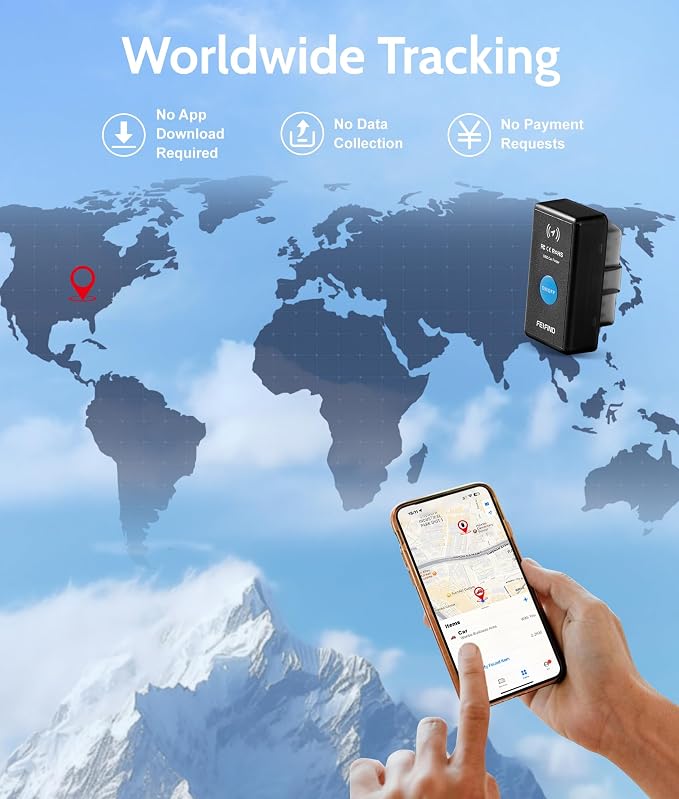 Mini GPS Tracker for Vehicles No Monthly Fee/No Subscription, Hidden Tracker Device for Vehicles, MFi Certified Car Tracker with Find My(iOS Only), Global Tracking