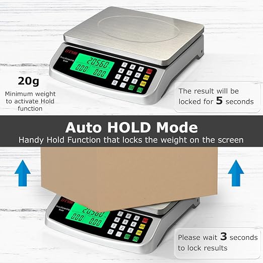 110lb Food Scale, Digital Kitchen Scale with Price Computing Commercial Scale 5 Units, Hold, Tare, PCS, 304 Stainless Steel for Baking, Cooking, Meat, Counting, Adapter Included
