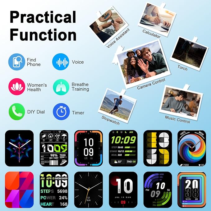Smart Watch(Answer/Make Call), 1.91" TFT HD Smartwatch for Men Women with 30 Days Standby, 24/7 Sleep Monitor & Heart Rate/Pedometer/IP68 Waterproof/110+ Sport Modes, Fitness Activity for Android iOS
