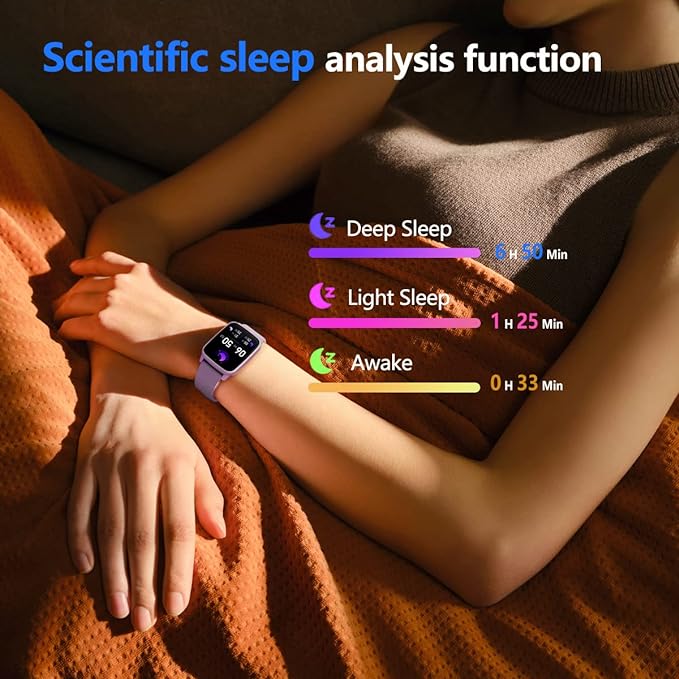FITVII Fitness Tracker, Smart Watch with 24/7 Blood Pressure Heart Rate and Blood Oxygen Monitor, Sleep Tracker with Calorie Step Counter, IP68 Waterproof Activity Tracker for Women Men Android iOS