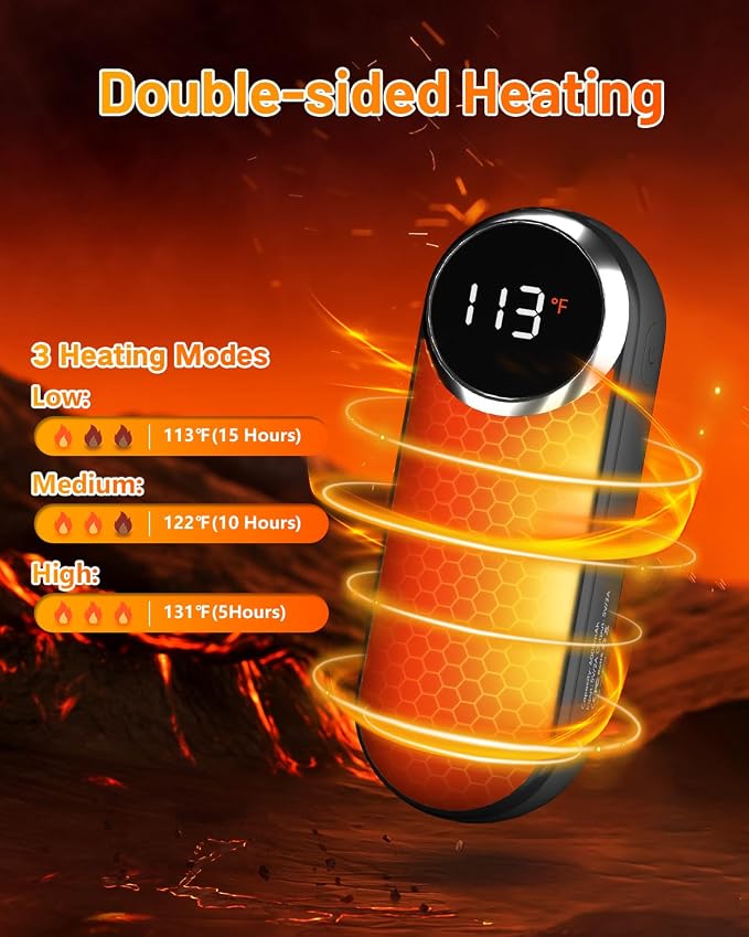 Rechargeable Hand Warmers 2 Pack - Magnetic AI Electric Hot Hands with LED Light, 3 Heat Settings Double Sided, 15H Battery Life, Portable Electric Heater for Outdoor，Hunting Camping ， Christmas Gifts