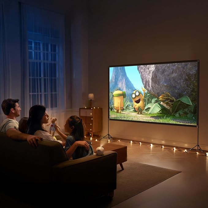 VISULAPEX Projector Screen with Stand 100 Inch, 16:9 4K HD Portable Projector Screen Indoor Outdoor, Foldable Wrinkle-Free Movie Screen 160° Front Rear Projection Screen with Carry Bag for Home Movie