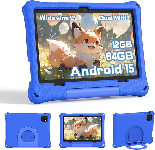 CALLSKY-NOTE Kids Tablet, Android 15 Tablet for Kids 10 Inch Octa-Core, 12GB+64GB+2TB Expandable Storage, EVA Case, Parental Control, Pre-Installed Kids Apps, 6000mAh Battery, WiFi 6, 2025 Tablets