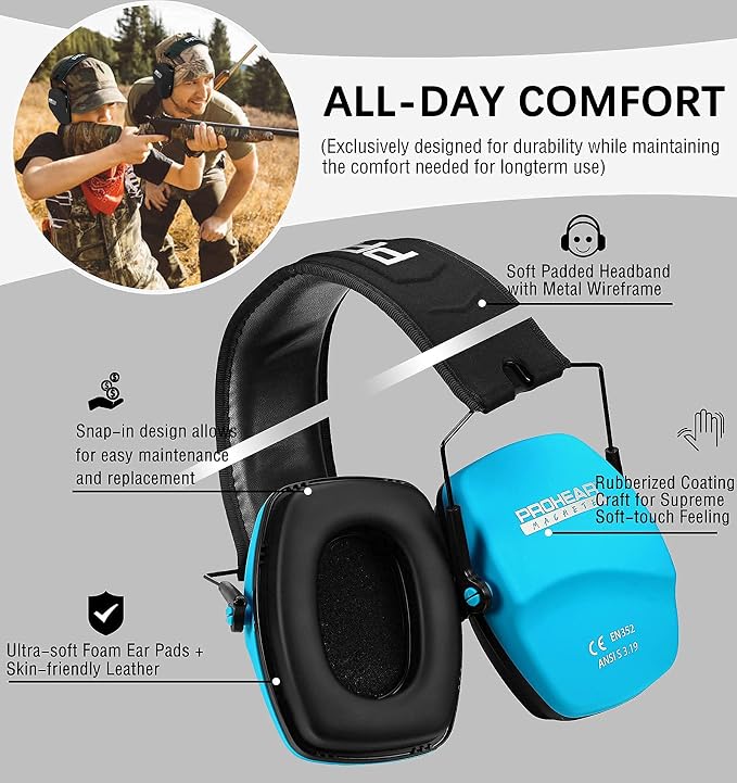 PROHEAR Ear Protection Safety Earmuffs for Shooting Noise Reduction Slim Hearing Protector