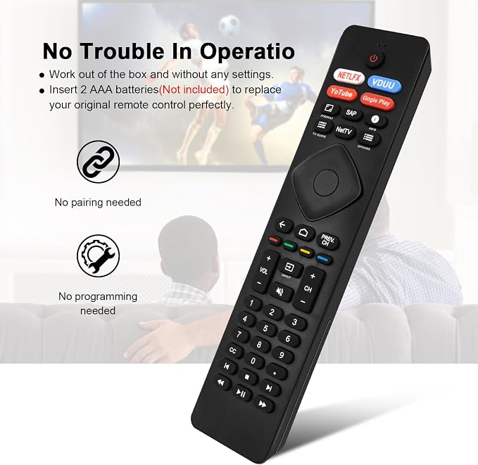 NH800UP RF402A-V14 IR Replacement for All Philips Smart TV Remote Control, Replacement Remote for Philips Android LED LCD 4K Smart TV 43PFL5766 50PFL5604 65PFL5504 65PFL5604 75PFL5704