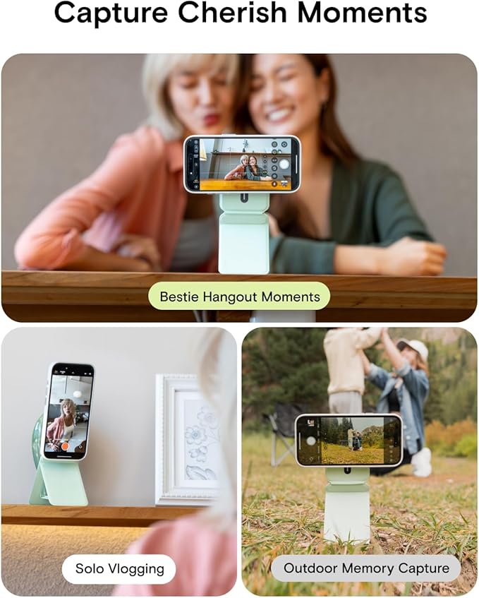 MOFT Phone Stand, Magnetic Phone Tripod Stand Stain-Resistant MOVAS Leather & Angle Adjustment & Strong Magnets Tripod for iPhone 17/16/15/14/13/12 (Included Metal Ring)-Peony