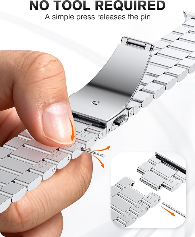 EPULY Metal Band Compatible with Apple Watch Bands for Men 49mm 46mm 45mm 44mm 42mm, Business Stainless Steel Strap for iWatch Series 11 10 9 8 7 6 5 4 3 2 1, SE3 2 1, Ultra3 2 1, No Tools Required