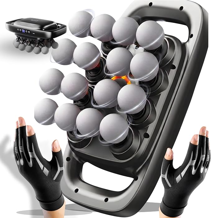 16 Head Massage Gun Deep Tissue - Multi Head Massagers for Back Pain Relief, Neck Shoulder, Leg and Foot Muscle Relaxation - 3 Modes & 30 Intensities, Portable Quiet Percussion Massager
