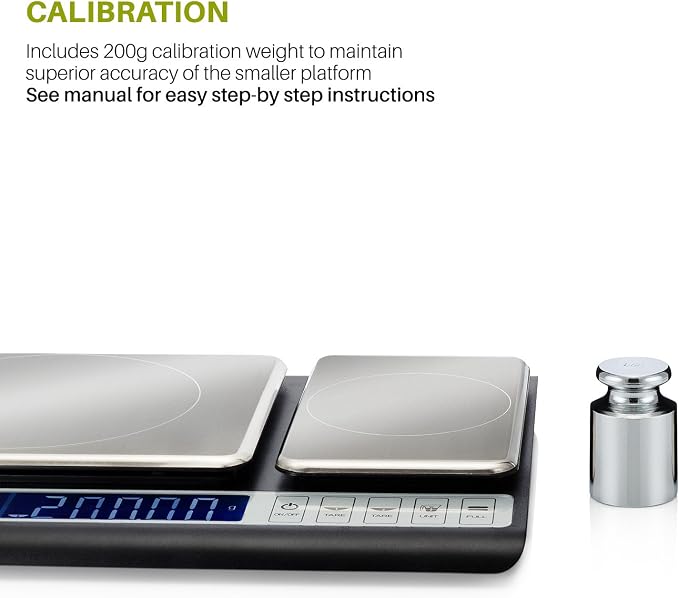 Smart Weigh Dual Platform Digital Kitchen Scale Stainless Steel Culinary Kitchen Scale 10 kilograms x 0.01 Grams High Precision Digital Food Scale Tare Function LCD w/Backlit for Baking Cooking Food