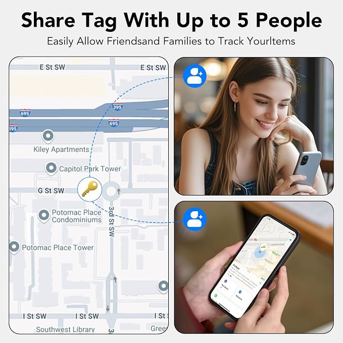Air Tracker Tags-4 Pack, Bluetooth Tracker Works with Apple Find My APP (iOS Only), Bluetooth Smart Air Tag Keys Finder and Item Locator for Keys, Bags, Luggage, Wallet, Replaceable Battery