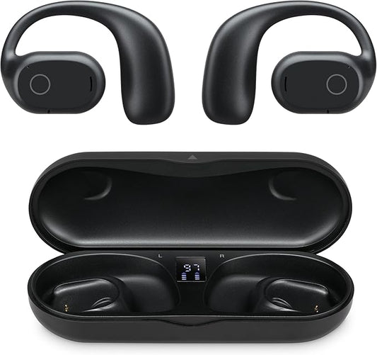 iLive Electronics 16mm Driver Clear Truly Wireless Open Ear Earbuds, Black, IAEBTO34B