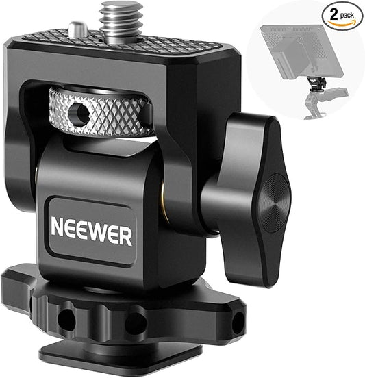 NEEWER Camera Monitor Mount with Cold Shoe (2 Pack), Anti Twist 1/4" Screw for 5" & 7" Field Monitor Compatible with Atomos Ninja V, 360° Swivel & 180° Tilt Damping, Compatible with SmallRig, MA006
