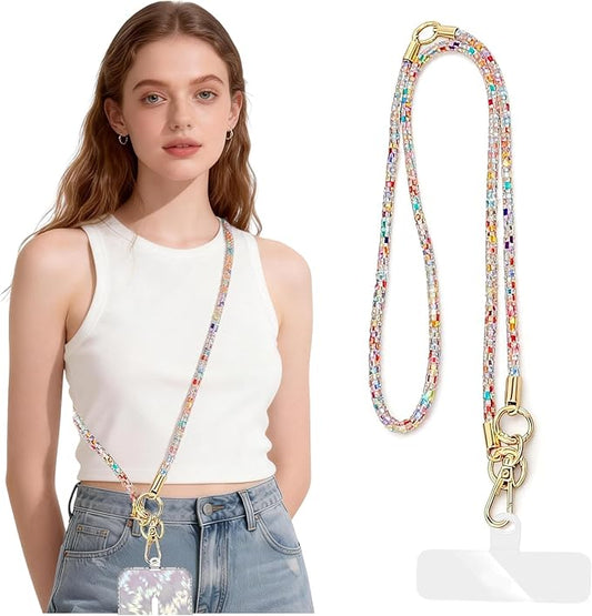 2Pcs Phone Crossbody Lanyard and Wrist Strap, Universal Cell Phone Lanyard Strap with 2Tether Tab
