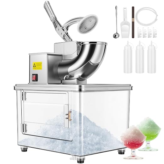 VIVOHOME Commercial Ice Crusher Shaver with Four Blades, Electric Snow Cone Maker Machine, 350W Shaved Ice Machine with Safety Switch for Both Home and Commercial Use, 660lbs/hr
