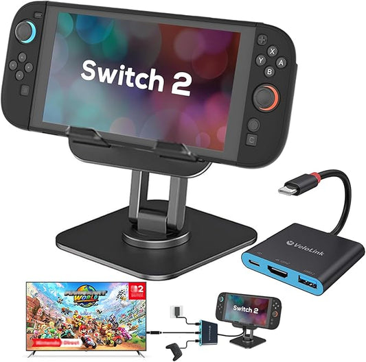 Switch 2 Dock kit with Switch Stand for Nintendo Switch 2 for HDMI 2.1+PD +USB A 3.2 compatibale with Laptop+MacBook ! ! Require Manual firmware Update for V21 or Above ! ! (Update Support Available)