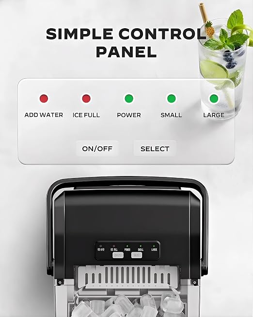 Silonn Countertop Ice Maker, 26 lbs/Day Fast Ice in 6 Mins, Compact Self-Cleaning Ice Machine for Home, Kitchen, Office & Parties, Black