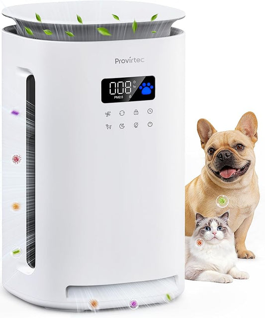 Provirtec Pawtent Pet Air Purifier, 1-Year Filter Life, 99.23% Pet Odor & 99.97% Allergies & 99.70% Pet Hair Reduction, H13 True HEPA, Large Room up to 1800 ft², Auto Mode for Cats Dogs Home