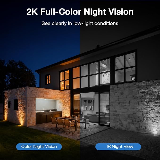 TKENPRO Solar Security Cameras Wireless Outdoor, 2.4GHz Wi-Fi, 24/7 Continuous Recording, Human Auto Tracking, Outdoor Camera Wireless with 2K Color Night Vision, 360° Panoramic View