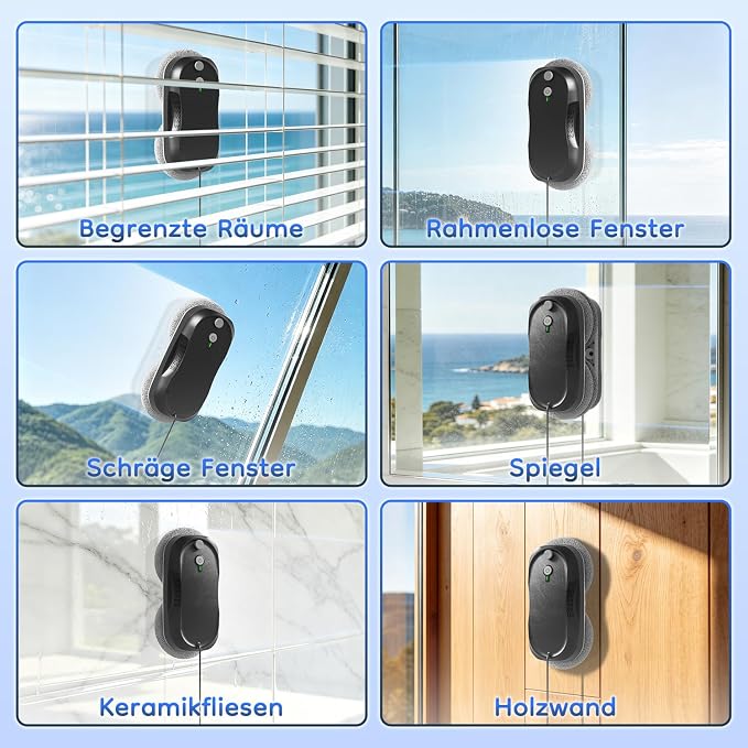 Obito Window Cleaning,Window Cleaner Robot with Triple Safety System,Edge Detection,Intelligent Navigation,Anti-Slipping, Longer Battery Life, Max 6400Pa, Remote Control