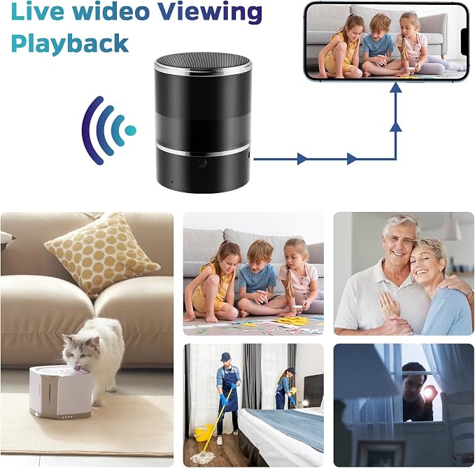 Security Camera Motion Activated Bluetooth Speaker, 270° Viewing Angle, 2.4G /5G Dome Cams with Phone App, Hd 1080P, Wireless WiFi Nanny Cam for Home Offices Store（Black）