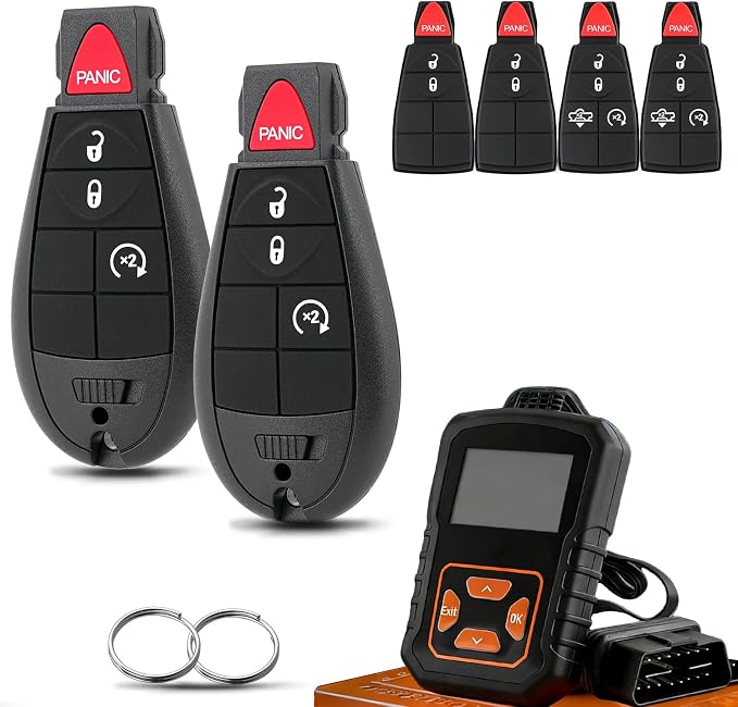 DIY Remote Key Fob Replacement for RAM 1500 2013 2014 2015 2016 2017 2500 3500 Truck Simple Remote Key Easy to Replace Kit GQ4-53T 46chip with Interchangeable Buttons Pad