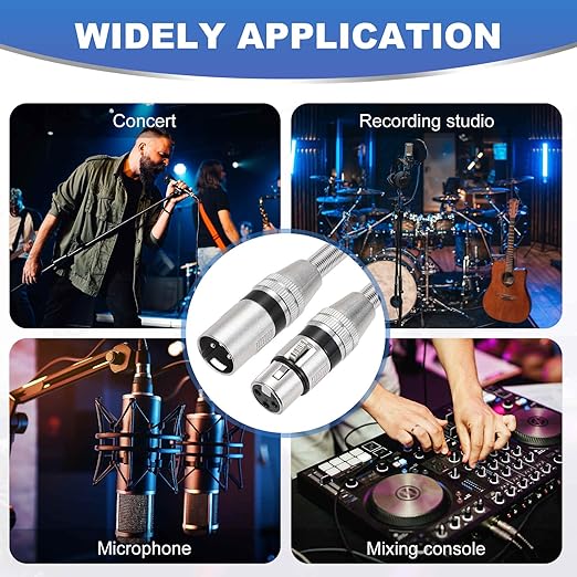 DMiotech 2 Pack XLR to XLR Cable, 3-Pin 22AWG OFC Male to Female Microphone Cable Mic Cord Wire Connector for Speaker Mixer, Studio, PA System, 6 Feet(Black)