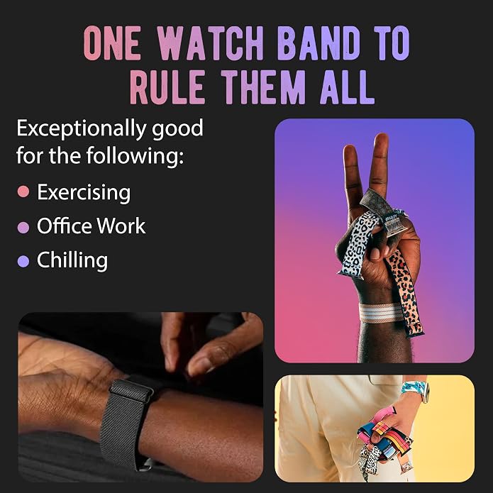 Braxley Bands for Apple Watches - Stretchy and Washable - Adjustable with Apple Watch Bands for Women & Men - Compatible with Apple Watch Series SE Ultra 9 8 7 6 5 4 3 2 1