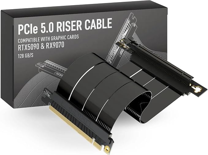 LINKUP PCIE 5.0 Riser Cable | for Vertical GPU Mount | Right Angle | Graphics Card GPU Ready | Usable with PCIe 4.0 & RX 9070/ RTX5090 | 30cm (Total Length: 34cm)