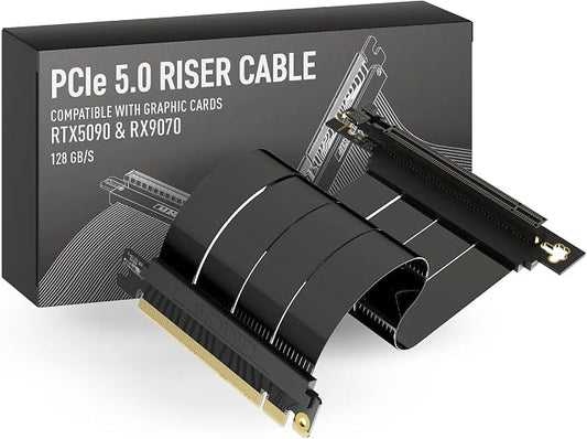 LINKUP PCIE 5.0 Riser Cable | for Vertical GPU Mount | Right Angle | Graphics Card GPU Ready | Usable with PCIe 4.0 & RX 9070/ RTX5090 | 30cm (Total Length: 34cm)