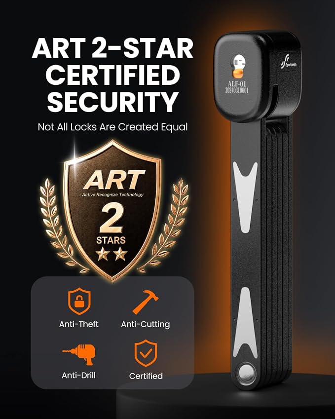Sportneer Bike Lock - High Security Folding Bicycle Lock Art Certified - Bike Locks Heavy Duty Anti Theft with 3 Stainless Keys and Mount Bracket for Bicycles Scooter Ebike - 95cm/3.12ft, 2.86lbs