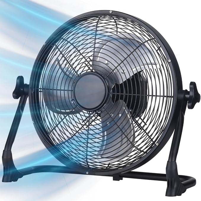 ZZE 14 Inch Battery Operated Fan Rechargeable, Upgraded with High Airflow Metal Blade Camping Fan, Cordless, Quiet, USB Phone Charge, 5-72H Working Time